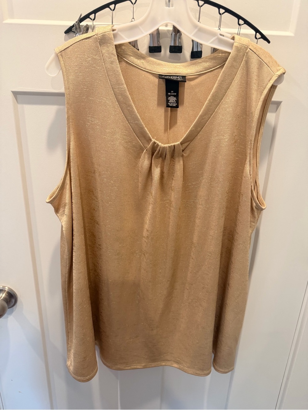 Catherines Black Label 1X 18/20W Metallic Gold Shimmer Sleeveless Dressy Top